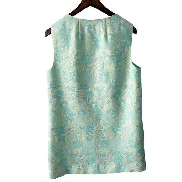 Vintage 70s home sewn retro textured floral imprinted long open vest size M OS - Picture 6 of 8